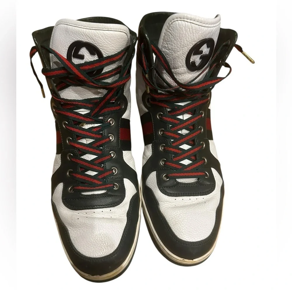 Gucci Vintage High Top Men’s Sneakers Classic Red & Green Size 10.5G